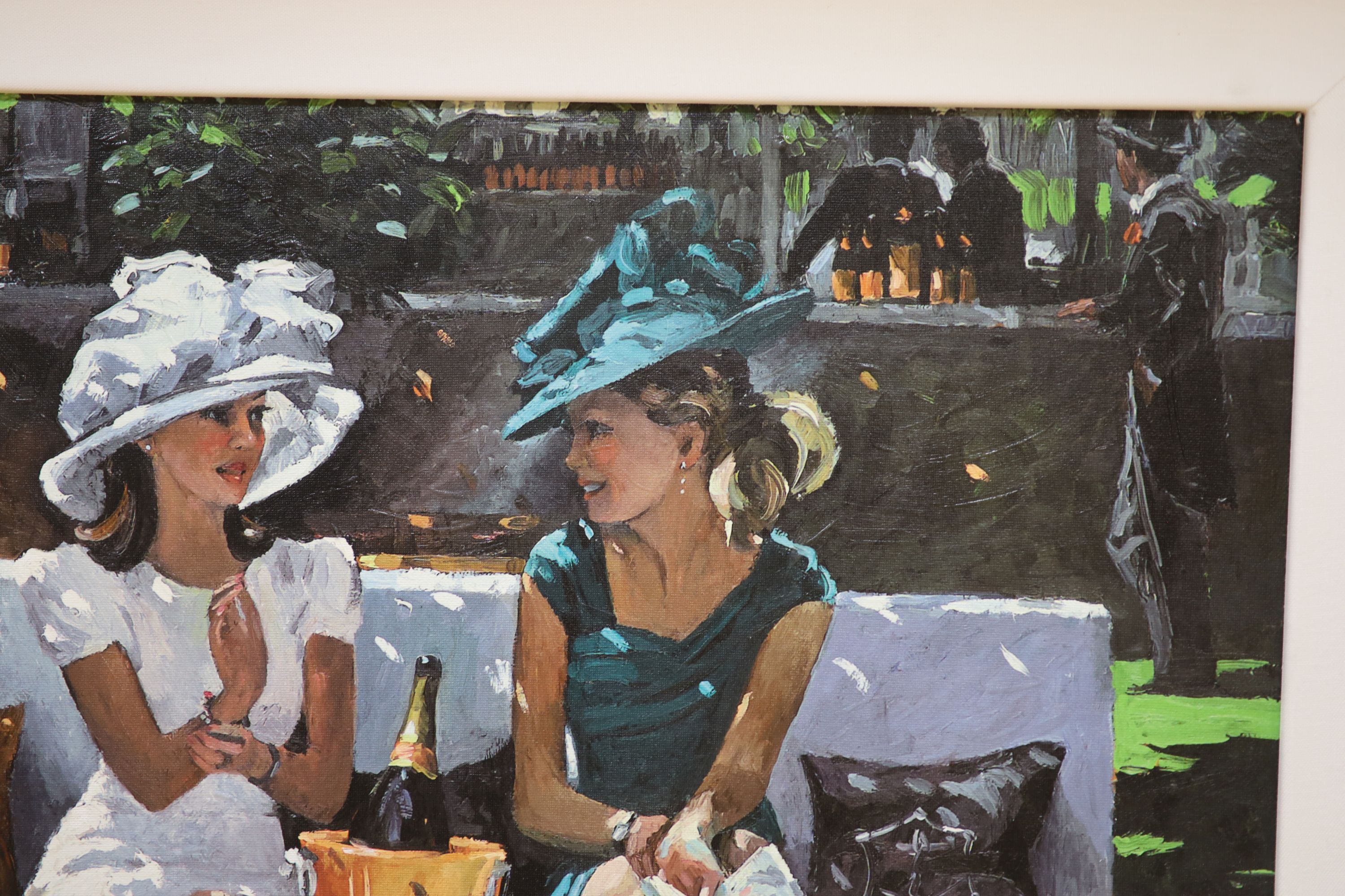 Sherree Valentine Daines, embellished canvas on board, 'Champagne Rendezvous', 76/195, with COA, 54 x 65cm